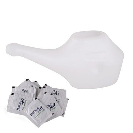SoulGenie QwikFlo Light-Weight Neti Pot - Nasal Irrigator (1 Piece White and 10 Satchets Neti Salt)