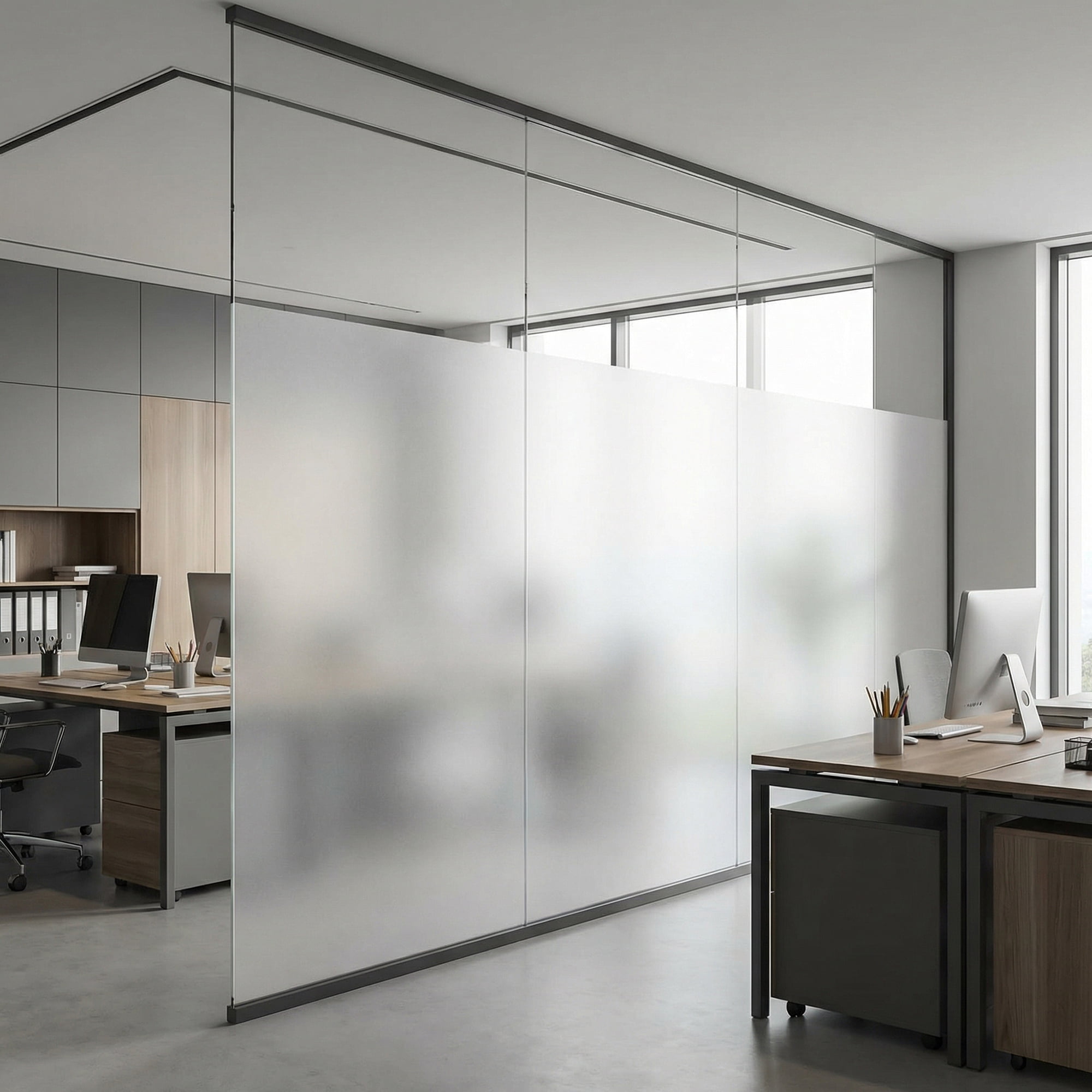 Unique Bargains Static Cling Frosted Window Privacy Film Matte Silver 39.4" x 23.6"