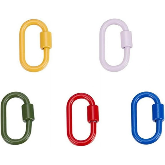 5Pcs Enamel Carabiner Lock Screw 5 Color Keyring Buckle 1.4x0.86inch Carabiner Clip Climbing Lock Snap Hooks Clip DIY Accessories Oval Ring Clasps for Handbag Purses Climb Keychains Camping DIY