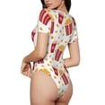thumbnail image 3 of Daiia Popcorn print Women's Crew Neck Short Sleeve Bodysuit Fashion Tops Fit Casual Basic Extender Bodysuit-XX-Large, 3 of 9