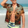 thumbnail image 7 of Vsdgher Rose Cute Guinea Pig Print Men's Hawaiian Shirts Button Down Tropical Holiday Beach Shirts Vacation Clothes,XX-Large, 7 of 7