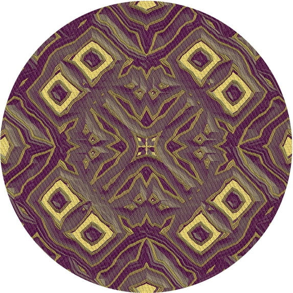 Ahgly Company Indoor Round Patterned Copper Brown Area Rugs, 3' Round