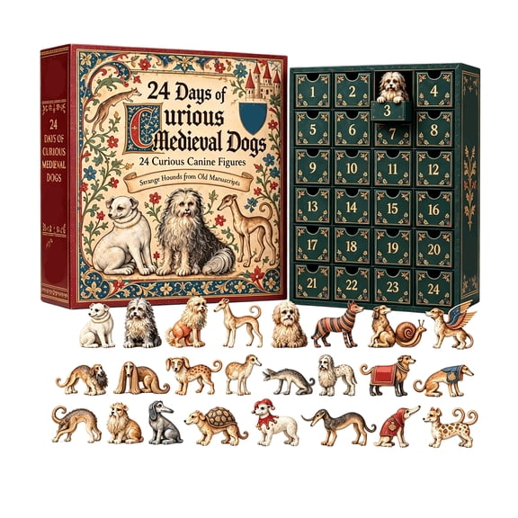 Medieval Dogs Advent Calendar 2026, 24 Days of Surprises with 24 Unique 3D Dog Figurines, Collectible Holiday Countdown for Home Decor & Gifting