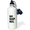 3dRose Eat Sleep Kite - Kitesurfing kiteboarding kitesurfer kiteboarder surf, Sports Water Bottle, 21oz