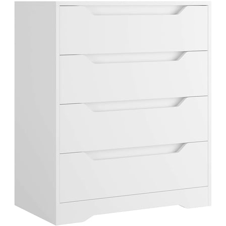Homfa 4 Large Drawers Dresser, Modern Wood Chest of Drawers for Bedroom Hallway Living Room, White