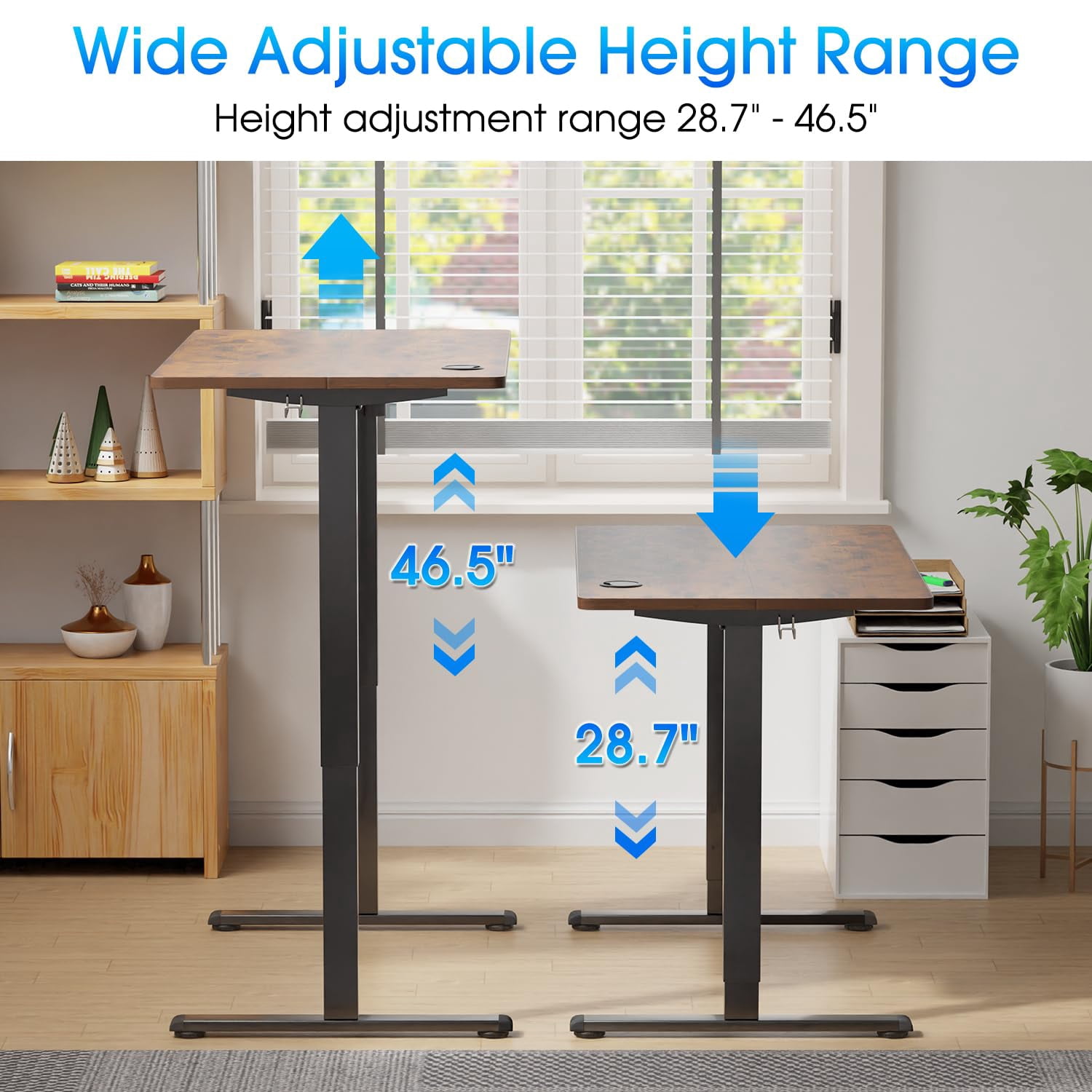 YRLLENSDAN Rising Work Desk for Home Office, Electric Standing Desk Adjustable Height, Ergonomic Office Table Desk for Small Spaces, Computer Gaming Table Desk that Raises Up and Down, Brown 40 Inch