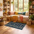 thumbnail image 2 of ODIKA 3'x5' Ultra-Soft Throw Mat, Navy Long Angular Blocks Contrasting Accessories Ocean Racetrack None Washable, Bare feet friendly, Easy Care Indoor rug for Bedside, Vanity, 2 of 7