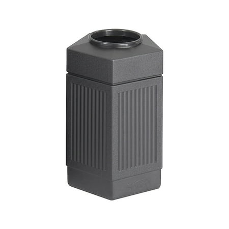 Safco Indoor/Outdoor Pentagon Shape Receptacle - 30 gal Capacity - 28.8" Height x 18" Width x 18.5" Depth - Polyethylene - Black - 1 Each