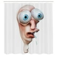 thumbnail image 3 of Ambesonne Humor Shower Curtain, Stupid Derp Human Comics, 69"Wx84"L, Peach and Blue, 3 of 5