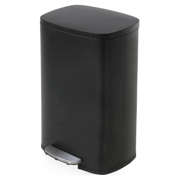 PayLessHere 13Gal Black Trash Can - Stainless Steel w/Foot Pedal & Soft Close
