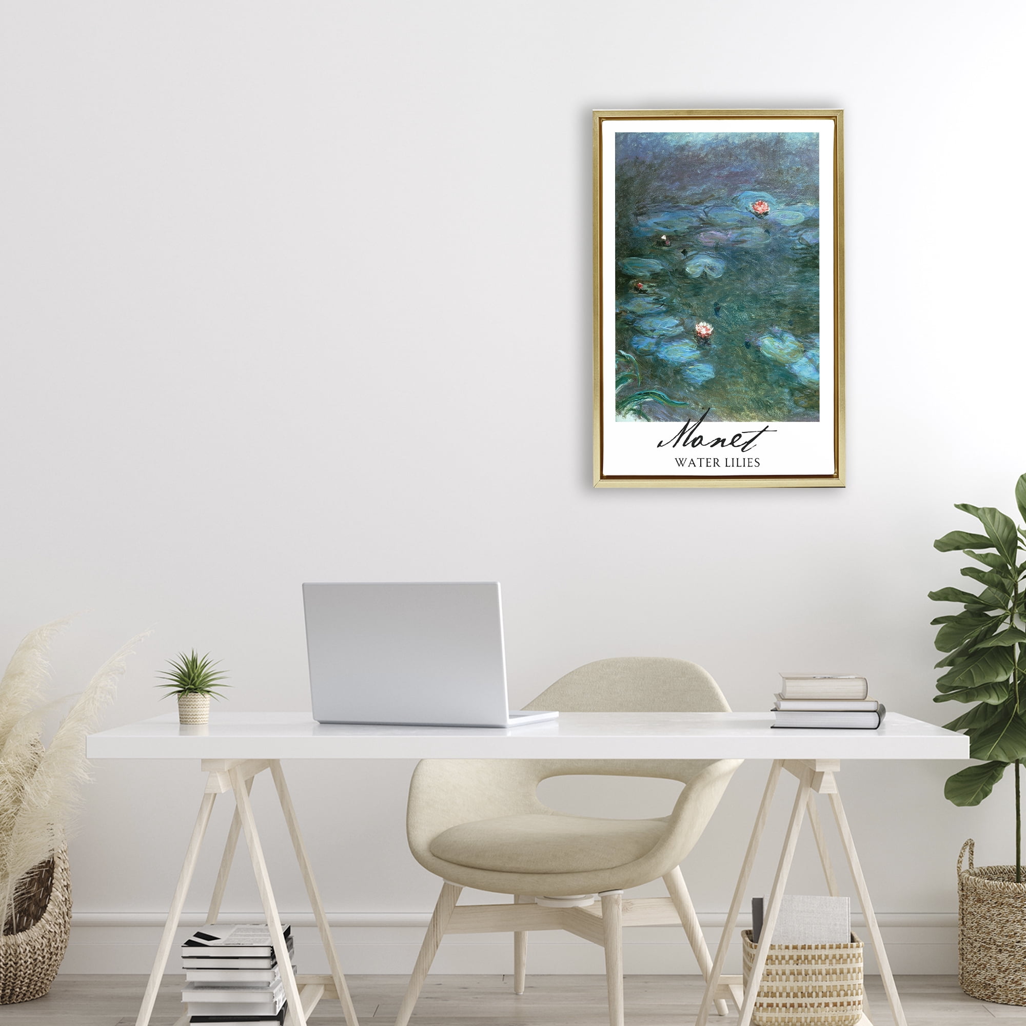 Stupell Industries Monet Water Lilies Gold Framed Floater Canvas Wall Art, design by Vintage Hustle