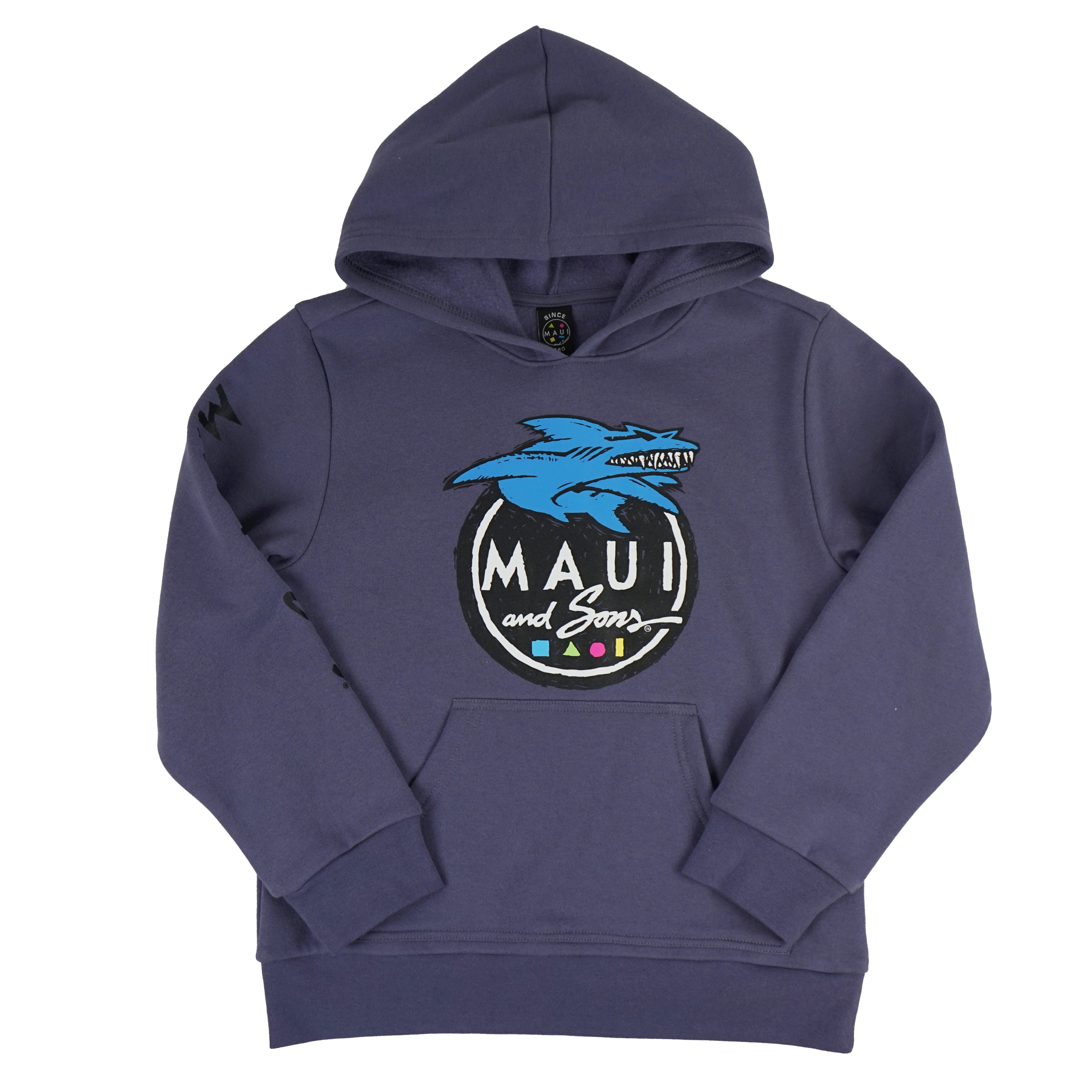 Maui and Sons Boys Twisted Shark Fleece Pullover Hoodie Double Sided Graphic Sweatshirt