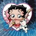 thumbnail image 4 of Wild Bobby Betty Boop Heart Blowing Kiss Pudgy Dog Betty Boop Tie-Dye T-Shirt, Evening Sky, Large, 4 of 4
