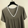 thumbnail image 6 of Yuanlong Womens Nightgown Short Sleeve Plain V-Neck Pajama Dress Spring Summer Indoor Evening Loose Loungewear For Ladies, 6 of 6