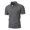 thumbnail image 5 of gbyLJF Men's Short Sleeve Collared T-shirts with Two Buttons Solid Color Casual Work Golf Tee Shirts Summer Workout Tops, 5 of 9