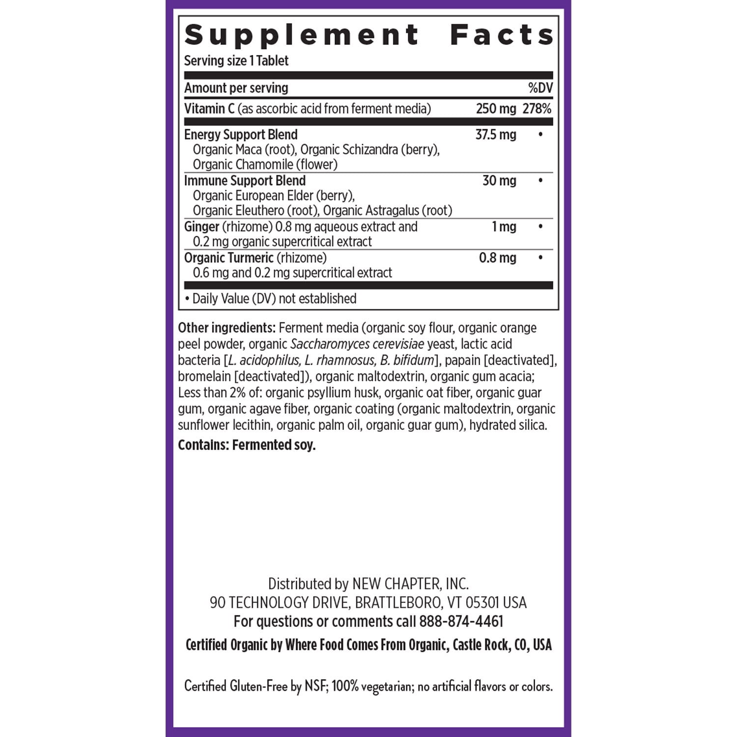 New Chapter Immune Defense Vitamin C + Elderberry, One Daily Tablet for Healthy Immune Support, 30 Veg Tabs