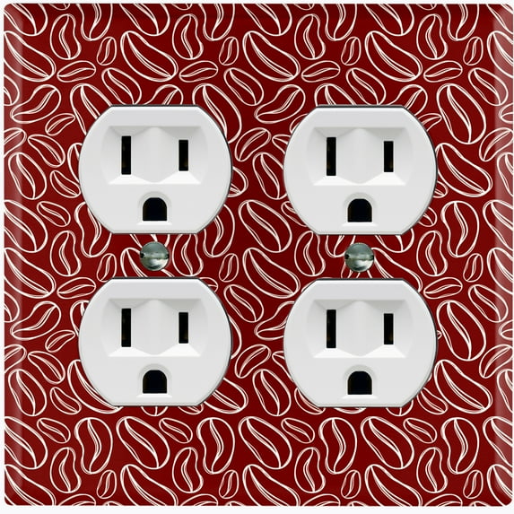 Metal Light Switch Wall Plate Outlet Cover (Coffee Espresso Mocha Bean Maroon Pattern - Double Duplex)