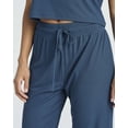 thumbnail image 5 of Real Essentials 2 Pack: Women's Ribbed Knit Cropped Short Sleeve Top with Jogger Sweatpants Lounge Set Sleep, 5 of 6