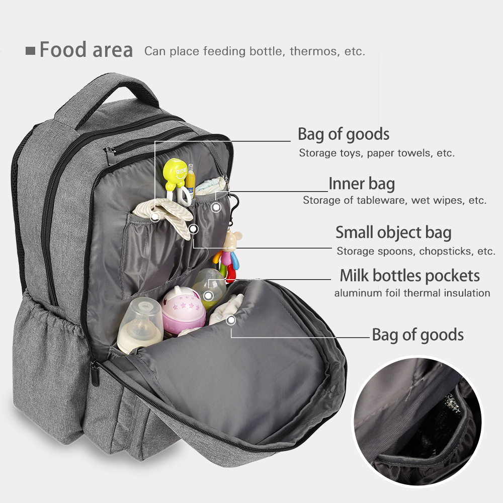 Baby Diaper Bag Tote Backpack Stroller Hanging Bag Portable Multifunction Diaper Organizer Storage Bag Mommy Bag for Outdoor Travel