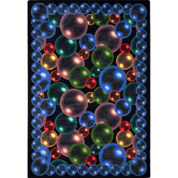 Joy Carpets Kaleidoscope Bubbles 5'4" x 7'8" Area Rug in Color Rainbow