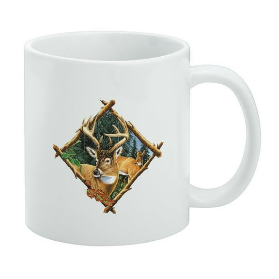 Deer Diamond Buck Hunting White Mug