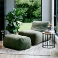 thumbnail image 2 of Big Joe Modora Bean Bag Lounger, Living Room and Gaming Seat, Heather Green Soft Boucle, Chair and Ottoman Set, 2 of 8