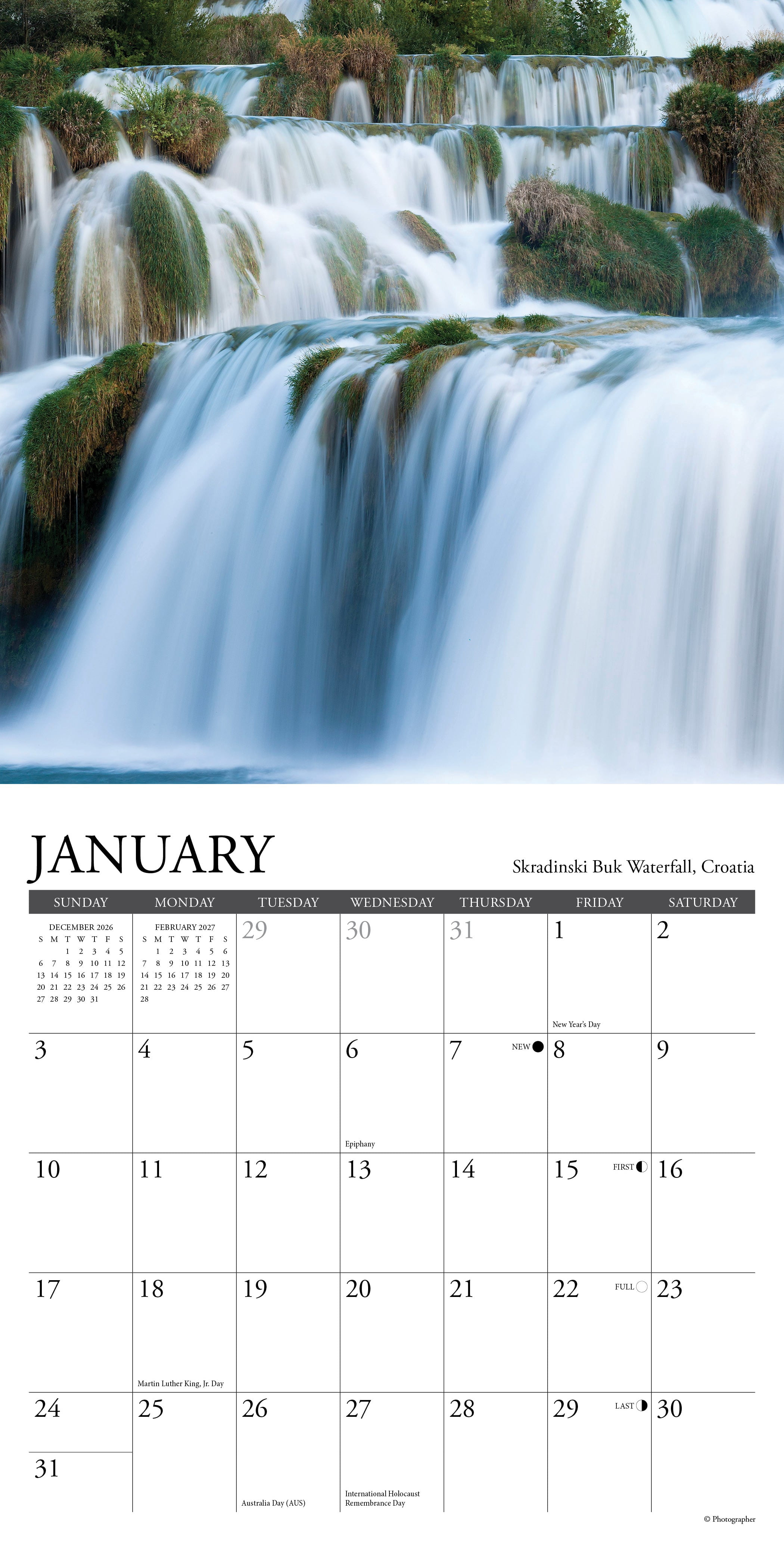 Willow Creek Press, Waterfalls 2027 Mini Wall Calendar