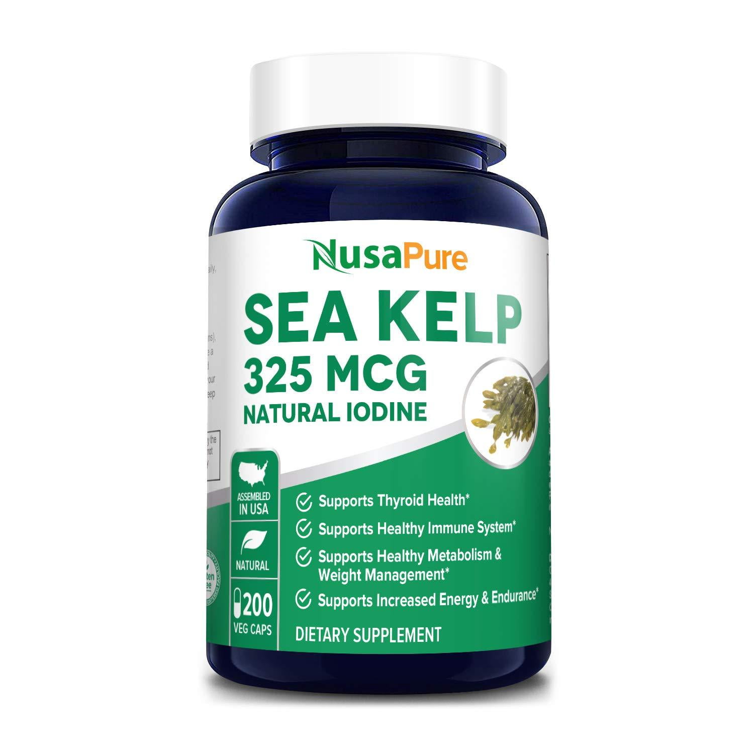 Sea Kelp 325mcg 200 Veggie Capsules (NonGMO & Gluten Free,Made with
