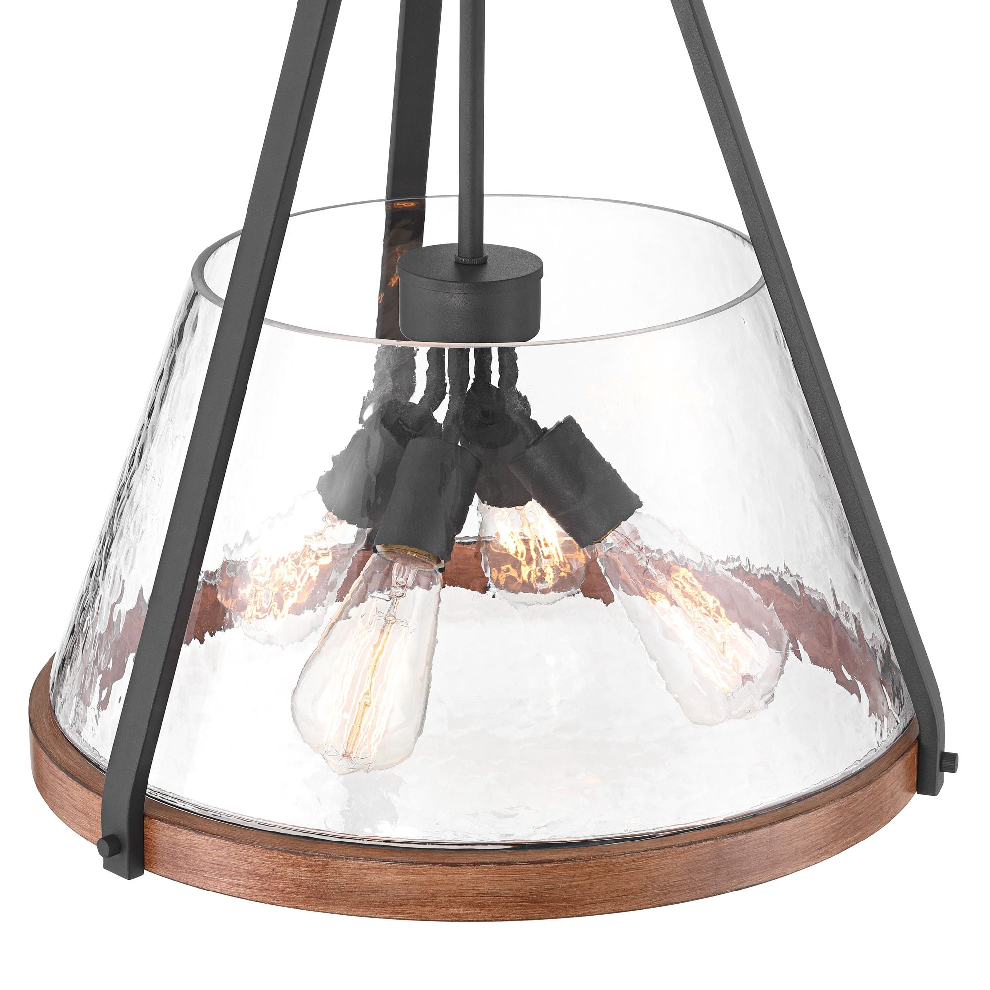 Franklin Iron Works Dana 19 1/2" Farmhouse Rustic Pendant Chandelier Ceiling Light Fixture Dining Room Over Table 4-Light Black Wood Finish