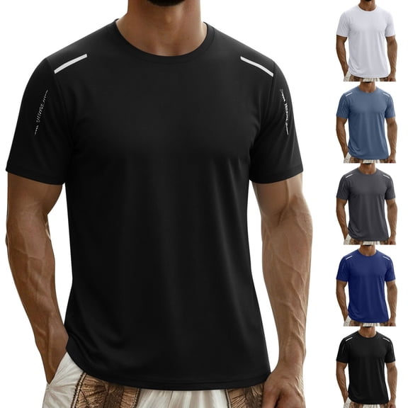 Men's Running Shirts Workout T-Shirt Cooling Quick Dry Breathable Athletic Tee for Gym Hiking Big and Tall Size M-5XL Navy