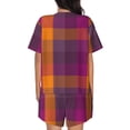 thumbnail image 6 of Susaid Purple Yellow Buffalo Plaid Print Women's Pajama Set, Button-Up Sleepwear with Elastic Waist Shorts, Perfect for Lounging, Yoga, Beach, and Casual Wear-Medium, 6 of 7