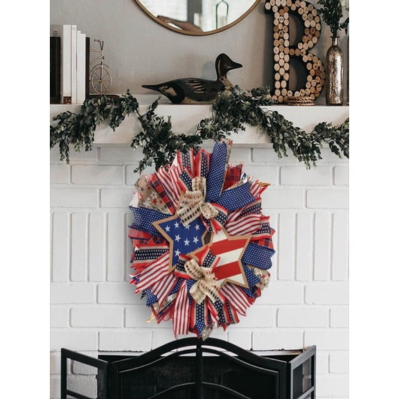 Yardvibe 250th Anniversary Patriotic Wreath, Memorial Wreaths 3D Wreaths for Front Door, Red White and Blue Wreath, All-Weather Farmhouse Outdoor Holiday Decoration