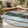 thumbnail image 3 of Large Round Rug 8Ft, Blue Teal Non-Slip Washable Circle Rugs Carpet, Vintage Wooden Retro Art Farmhouse Barns Indoor Outdoor Rug Floor Mats Throw Runner for Bedroom Living Room Bathroom, 3 of 8