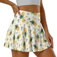 thumbnail image 3 of Xoenoiee Tropical Pineapple Flower Print High Waisted Tennis Skirt for Women Pleated Skorts Skirts with Pockets Casual Golf Skorts for Athletic Running, L, 3 of 6