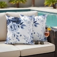 thumbnail image 5 of Spring Floral Pillow Covers 2 Pack Classic Blue Gradient Flowers Pillowcase Waterproof Outdoor Throw Pillow Cover for Patio Garden Square Cushion 16”x16”, 5 of 9