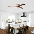 thumbnail image 2 of 52" Solid Wood Ceiling Fan with Light and Remote Control,Flush Mount Ceiling Fan with 3 Solid Wood Blades,Noiseless Reversible Motor,6 Speeds, Timeable,Ventilador for Living Room,Bedroom,Walnut, 2 of 8