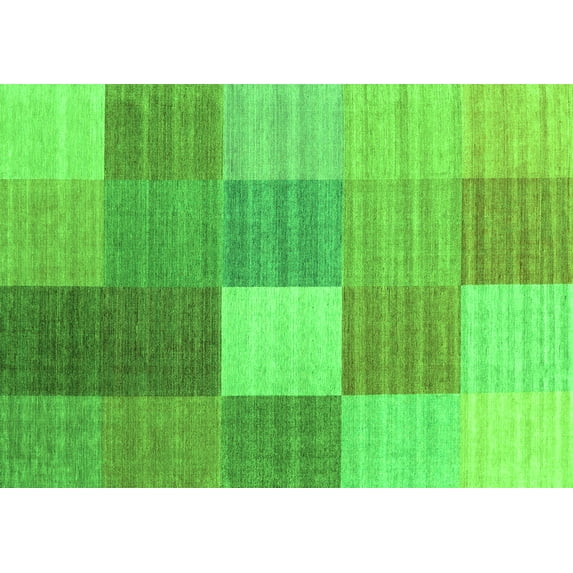 Ahgly Company Machine Washable Indoor Rectangle Checkered Green Modern Area Rugs, 5' x 8'