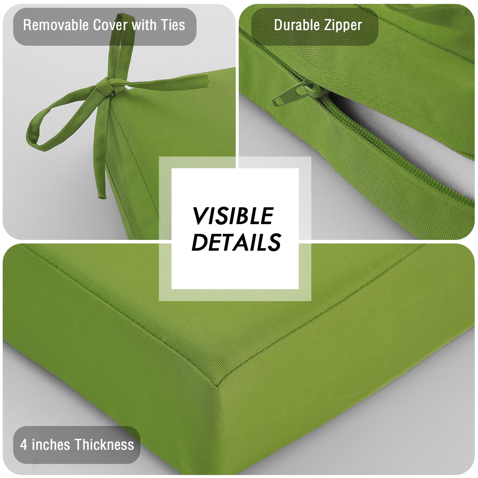 idee-home Outdoor Chair Cushions Set of 2, Outdoor Seat Cushions 19x19 Waterproof, Patio Chair Cushion Color Fastness with Ties Patio Furniture Garden Sofa Couch Pads