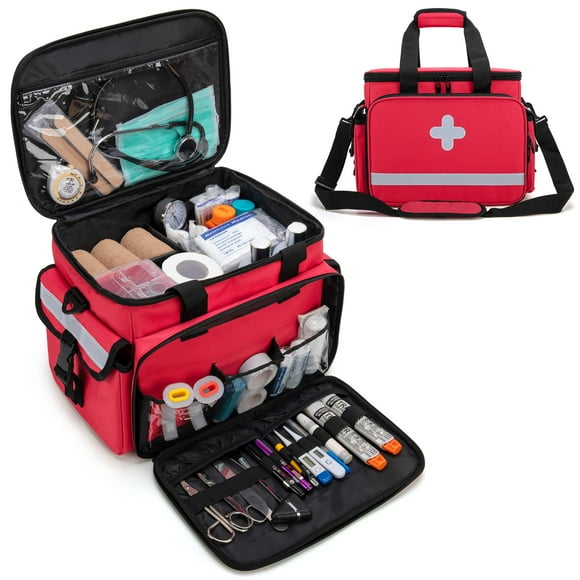 CURMIO Sac de Fournitures Médicales d'Urgence, Sac d'Aide à la Santé à Domicile avec Bandoulière et 2 Séparateurs Détachables pour Infirmière, Médecins, Personnel de Santé à Domicile, Pas I