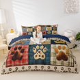 thumbnail image 2 of Homewish Vintage Dog Paws Plaid Duvet Cover Queen,Rustic Animal Queen Bedding,Brown,Navy Blue Reversible,3-Piece,1 Duvet Cover and 2 Pillowcases, 2 of 6