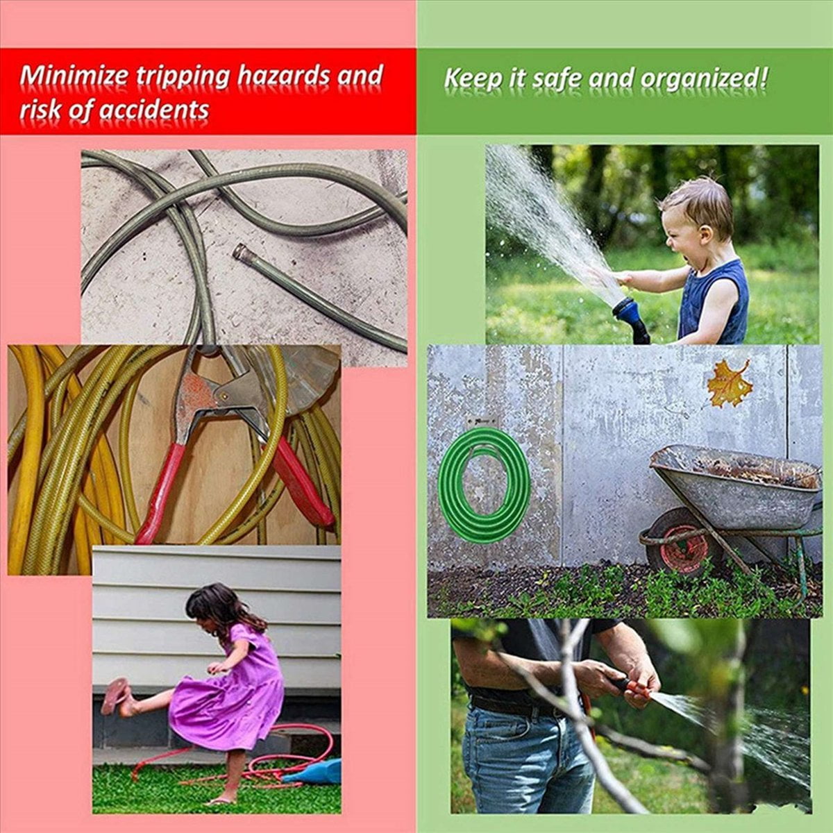 2X Garden Hose Hanger,Heavy Duty Garden Hose Hanger Wall Mount for Water Hose, Extension Cords, Air Compressor Hose