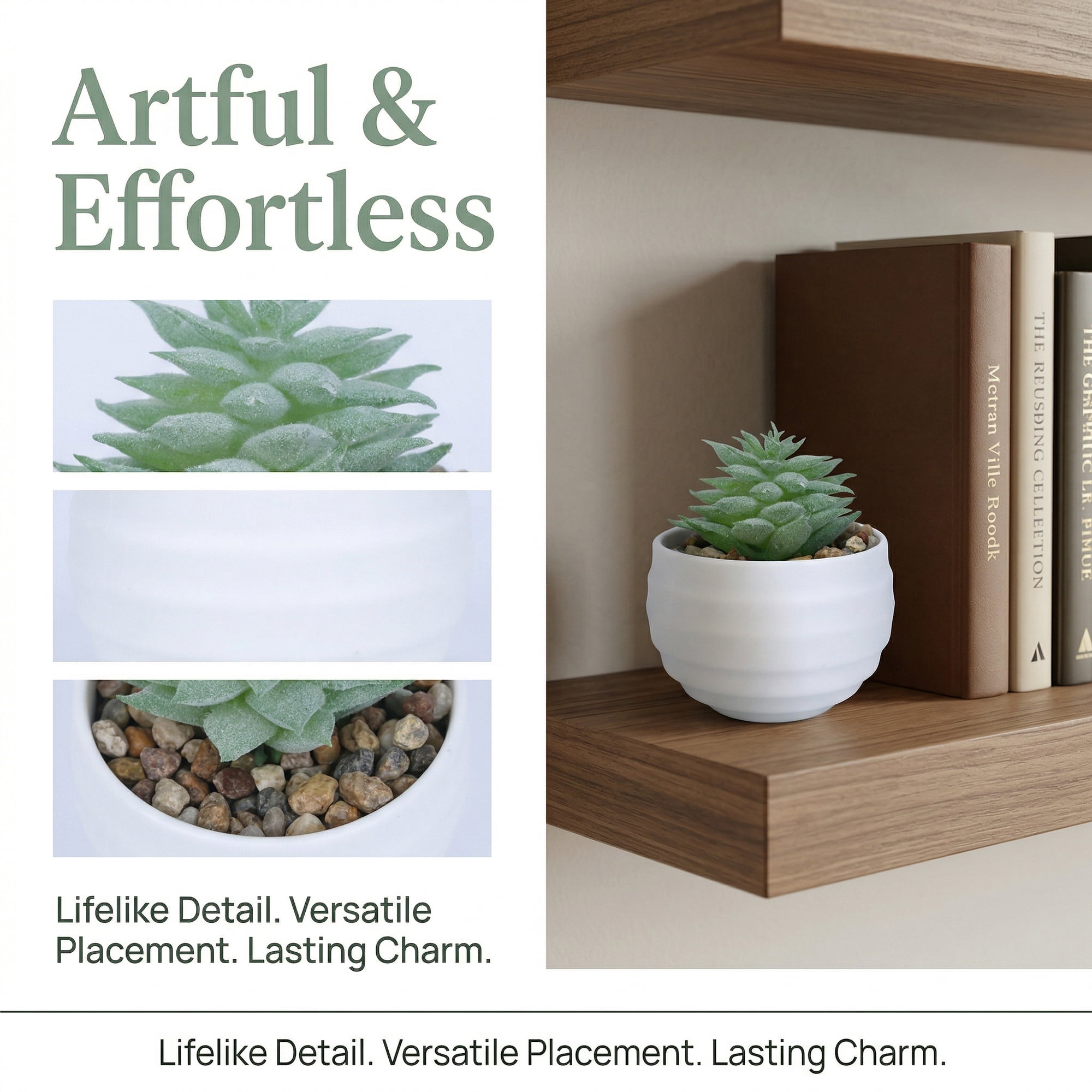 Unique Bargains Artificial Succulents Pots Faux Plants 3.14" Spiky Tower Dark Green