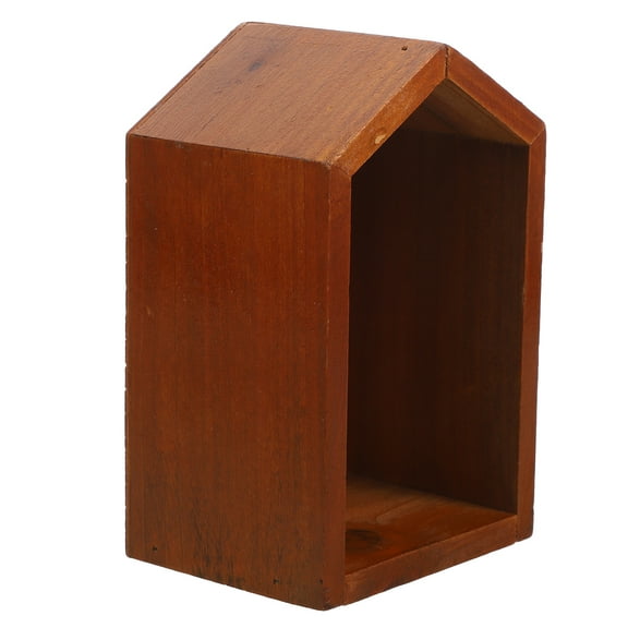 BERTDOMD Solid Wood Desktop Storage Stand Cute Small House Shaped Bookshelf for Table Organizer
