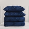 thumbnail image 3 of SLEEPBELLA 3pcs Luxury Ruched Floral Pintuck Comforter Sets, Soft Microfiber Inner Fill Down Alternative Shabby Chic Bedding Set, (Navy) King, 3 of 5
