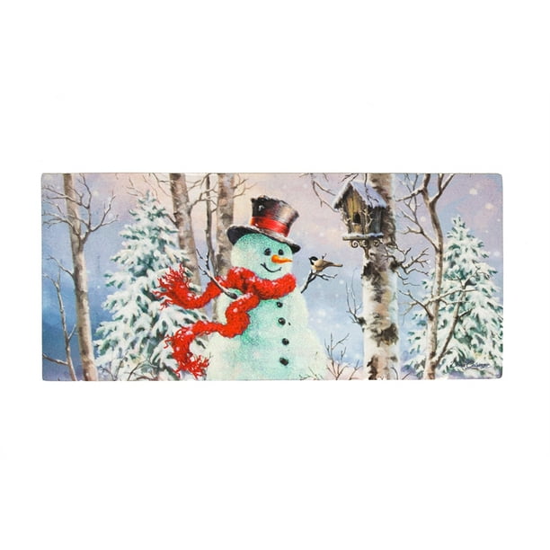 Evergreen Floor Mat Birch Forest Snowman Sassafras Switch Mat, 22'' x
