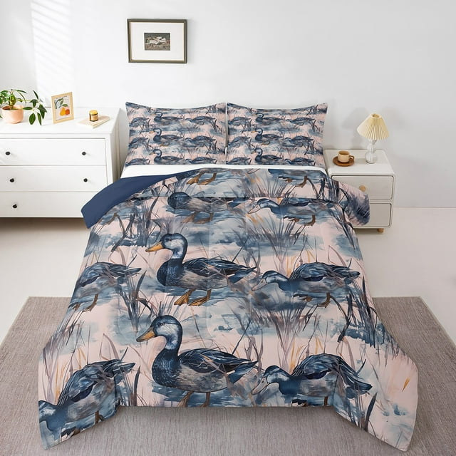 Ensemble de Douillette Canard Colvert Sauvage Simple 2 Pcs 3D Faune Literie Canard Colvert pour Garçons Filles Literie Rustique de Ferme Ensembles de Douillette Style Western de Ferme Couette Insert Canard Colvert Imprimé Animal Sauvage Courtepointe