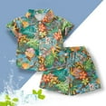 thumbnail image 3 of Odeerbi 1-8 Years Toddler Boys Summer Hawaiian Outfits Cotton Beach Tropical Print Short Sleeve Shirt Shorts Set Graphic Casual Two-piece Set Toddler Boys Clothes, 3 of 3