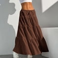 thumbnail image 3 of JIRNYORLL Womens Boho Flowy Maxi Skirt Ruffle Tiered Elastic Waist 2026 Fall 2026 Fall Beach Vacation Casual Long Skirts, Brown S, 3 of 7