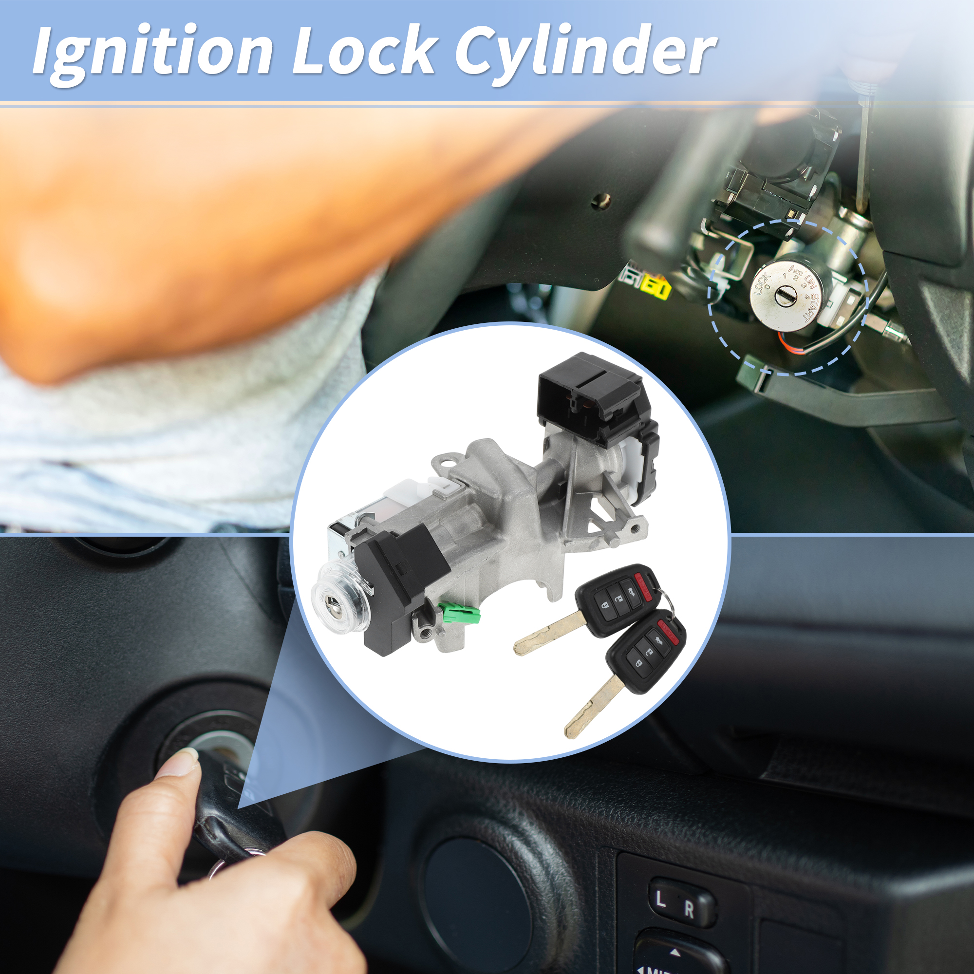 Unique Bargains Ignition Lock Cylinder with 2 Key for Honda Civic 1.8L L4 2014 2015 Ignition Switch Cylinder Barrel Lock No.06351T6PH01/06351-T6P-H01 Set