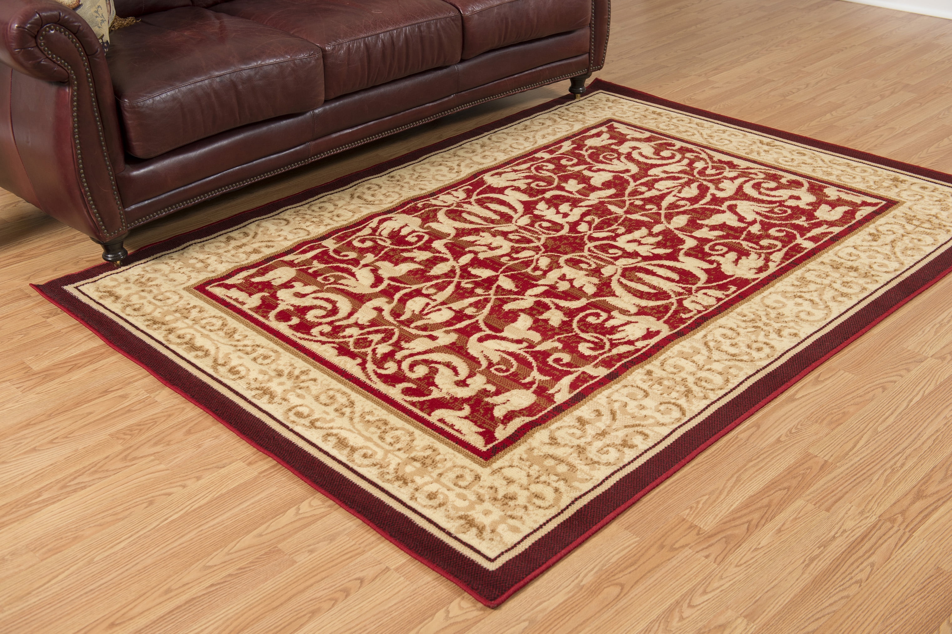 Designer Home Soft Oriental Indoor Area Rug Bordered AllOver Floral